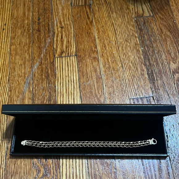 14k unisex yellow gold fancy link bracelet - Picture 3 of 6